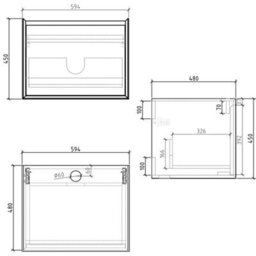 Plum&clay Matterhorn Dark Oak Wall Hung Bathroom Vanity Unit With White Countertop (W)600mm (H)450mm - thumbnail 7