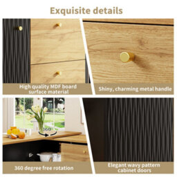 Btm Extendable Bar Table 138To204X39X104Cm, 360 Rotating Counter With Storage, Wood Grain Finish - thumbnail 4