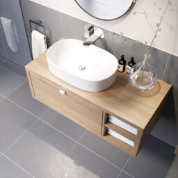 Affine Bathroom Wall Hung Vanity Unit White Basin Cabinet Storage Drawer Shelf 1100mm - thumbnail 4