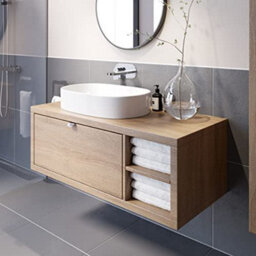 Aveli Bathroom Wall Hung Vanity Unit White Basin Cabinet Storage Drawer Shelf 1100mm