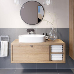 Affine Bathroom Wall Hung Vanity Unit White Basin Cabinet Storage Drawer Shelf 1100mm - thumbnail 2