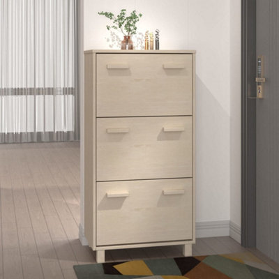 Berkfield Shoe Cabinet Honey Brown 59.5X35X117 Cm Solid Wood Pine - image 1
