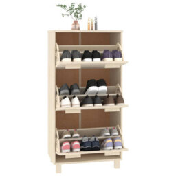 Berkfield Shoe Cabinet Honey Brown 59.5X35X117 Cm Solid Wood Pine - thumbnail 7