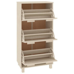 Berkfield Shoe Cabinet Honey Brown 59.5X35X117 Cm Solid Wood Pine - thumbnail 4