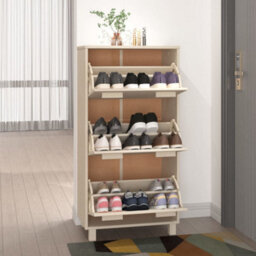 Berkfield Shoe Cabinet Honey Brown 59.5X35X117 Cm Solid Wood Pine - thumbnail 6