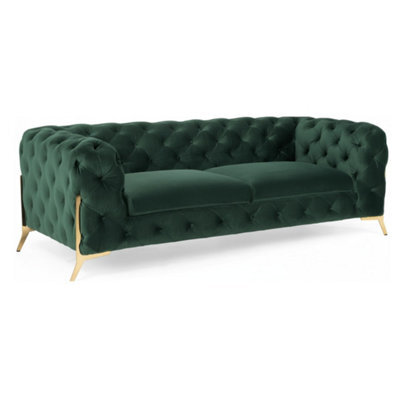 Stratus Interiors Modern Italian Chesterfield Sofa Plush Velvet 3 Seater 195W