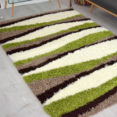 "Bravich Green Wave Geometric Shaggy Rug 160 X 230Cm (5'3"" X 7'7"")" - image 1