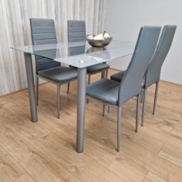 Kosy Koala Dining Table And 4 Chairs Modern Grey Glass Table With 4 Grey Chairs Dining Room Furniture