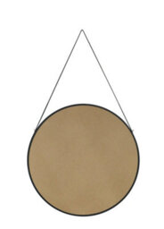 Nielsen Amos Round Metal Mirror With Leather Hanging Strap, Black, 50Cm - thumbnail 4