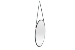 Nielsen Amos Round Metal Mirror With Leather Hanging Strap, Black, 50Cm - thumbnail 2