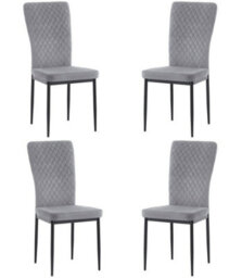 Oira Homes Modern Round Glass Dining Table Set With 4 Grey Velvet Chairs 4 Seater Dining Table Set - thumbnail 3