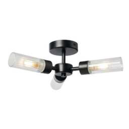 Litecraft Mavis 3 Arm Black Semi Flush Bathroom Ceiling Light - thumbnail 2