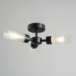 Litecraft Mavis 3 Arm Black Semi Flush Bathroom Ceiling Light - thumbnail 3