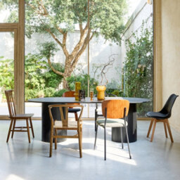 Sweeek - Oval Dining Table In Rubberwood And Oak Veneer 8-Seating Black W 220 X D 100 X H 73 Cm - Estelle   Sweeek - thumbnail 6