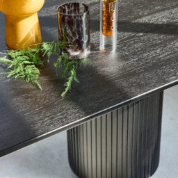 Sweeek - Oval Dining Table In Rubberwood And Oak Veneer 8-Seating Black W 220 X D 100 X H 73 Cm - Estelle   Sweeek - thumbnail 4
