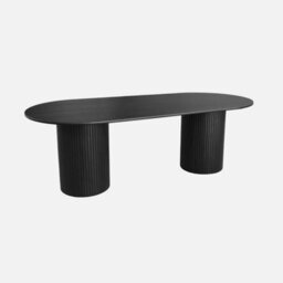 Sweeek - Oval Dining Table In Rubberwood And Oak Veneer 8-Seating Black W 220 X D 100 X H 73 Cm - Estelle   Sweeek - thumbnail 1