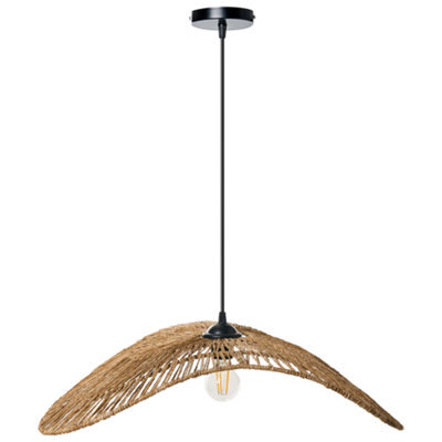 Wyld And Coco Bohonest Pendant Lamp Natural Jute Woven Asymmetrical Open Bulb, W61 X D50 X H131Cm - image 1