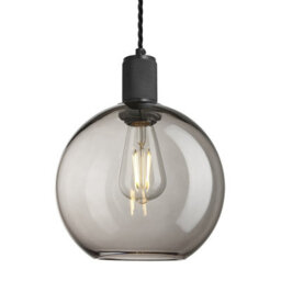 Industville Knurled Glass Globe Pendant Light - 9 Inch, Mocha Glass Shade, Black Pendant - thumbnail 1
