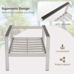 Costway Patio Aluminum Armchair Backyard Contemporary Sofa Chair W/cushions - thumbnail 7