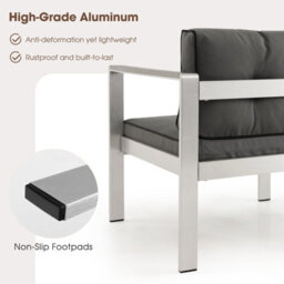 Costway Patio Aluminum Armchair Backyard Contemporary Sofa Chair W/cushions - thumbnail 6