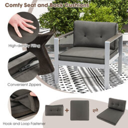 Costway Patio Aluminum Armchair Backyard Contemporary Sofa Chair W/cushions - thumbnail 8