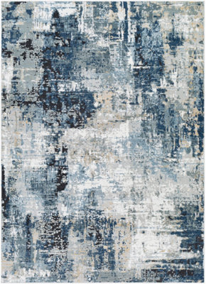 Livabliss Jolie-Abstract Blue Grey Beige Black Modern Marble Living Dining Bedroom Rug 200 X 275 Cm Easy Care, Non Shedding - image 1