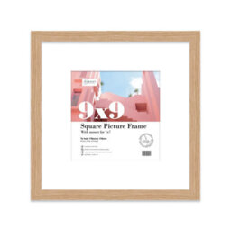 "9X9"" Oak Picture Frame - 9X9"" Square Frame With 7X7"" Mount For 9X9""/7X7"" Pictures Moderrn Style Thin Edge, 1 Pack" - thumbnail 1