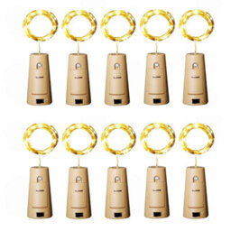 Amorly Set Of 10 Wine Bottle Cork Lights, 20 Led Warm White Battery Powered Fairy Lights For Wedding & Party Decoration - thumbnail 2