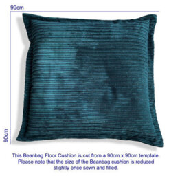 Beautiful Beanbags Large Jumbo Cord Floor Cushion Bean Bag - Teal - thumbnail 3
