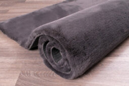 Faux Fur Charcoal Plain Shaggy Modern Rug For Living Room And Bedroom-120Cm X 170Cm - thumbnail 5