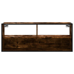 Berkfield Tv Cabinet Smoked Oak 100X31X39.5 Cm Engineered Wood And Metal - thumbnail 4