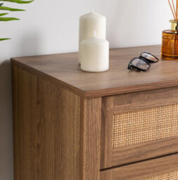 Home Treats Rattan Chest Of 5 Drawer's Wooden Bedroom Storage Furniture - thumbnail 4