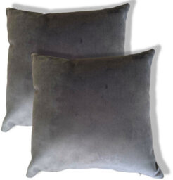Beautiful Beanbags Set Of 2 Plush Velvet Scatter Cushions Complete With Cushion Pads Furniture Cushions With Inserts 2 Plush Velvet Cushions - Grey
