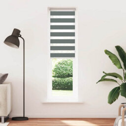 Berkfield Modern Zebra Blind Dark Grey 55X200 Cm Fabric Width 50.9 Cm Polyester - thumbnail 1
