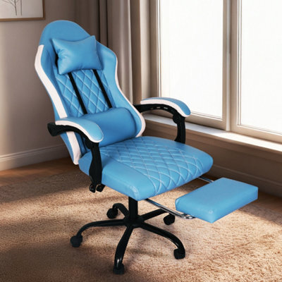 Levede Office Desk Chair Pu Gaming Recliner Adjustable Height Swivel Blue - image 1