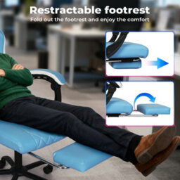Levede Office Desk Chair Pu Gaming Recliner Adjustable Height Swivel Blue - thumbnail 8
