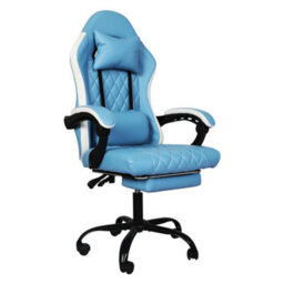 Levede Office Desk Chair Pu Gaming Recliner Adjustable Height Swivel Blue - thumbnail 2