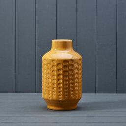 Four Candle Satchville Dimpled Yellow Ceramic Vase - thumbnail 1
