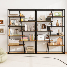 Gainoom Tall Bookshelf 7-Tier Industrial Etagere Bookcase Display Rack-Brown - thumbnail 5