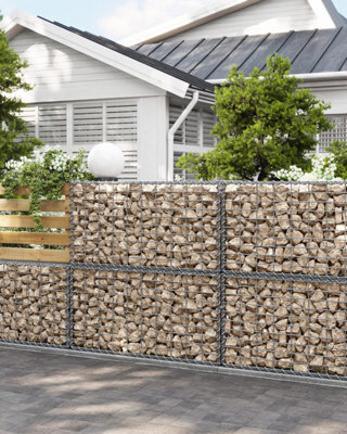 Songmics Gabion Baskets, Pack Of 5 Metal Cages For Decorative Stone Walls In Gardens, Durable Mesh Structure, Galvanised, Silver - image 1