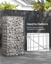 Songmics Gabion Baskets, Pack Of 5 Metal Cages For Decorative Stone Walls In Gardens, Durable Mesh Structure, Galvanised, Silver - thumbnail 4
