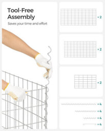Songmics Gabion Baskets, Pack Of 5 Metal Cages For Decorative Stone Walls In Gardens, Durable Mesh Structure, Galvanised, Silver - thumbnail 5