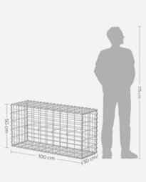 Songmics Gabion Baskets, Pack Of 5 Metal Cages For Decorative Stone Walls In Gardens, Durable Mesh Structure, Galvanised, Silver - thumbnail 2