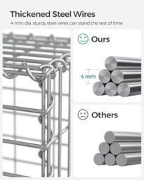 Songmics Gabion Baskets, Pack Of 5 Metal Cages For Decorative Stone Walls In Gardens, Durable Mesh Structure, Galvanised, Silver - thumbnail 3