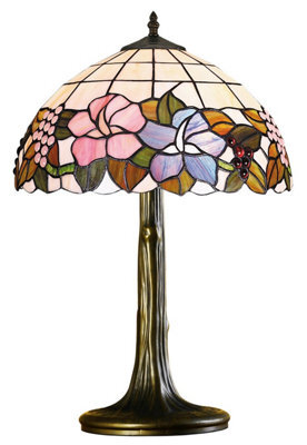 Lighting Supermarket Lily Medium Tiffany Style Stained Glass Table Lamp With Antique Metal Base - image 1