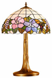Lighting Supermarket Lily Medium Tiffany Style Stained Glass Table Lamp With Antique Metal Base - thumbnail 2