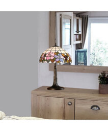 Lighting Supermarket Lily Medium Tiffany Style Stained Glass Table Lamp With Antique Metal Base - thumbnail 3