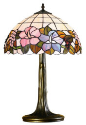 Lighting Supermarket Lily Medium Tiffany Style Stained Glass Table Lamp With Antique Metal Base - thumbnail 1