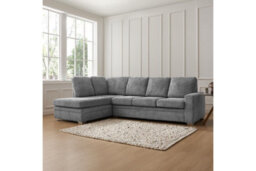Home Detail Alana Left-Hand Facing Corner Sofa, Dark Grey Jumbo Cord - thumbnail 1