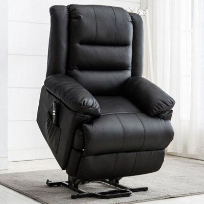 More4Homes Loxley Dual Motor Electric Riser Rise Recliner Bonded Leather Armchair Electric Lift Chair (Black) - image 1